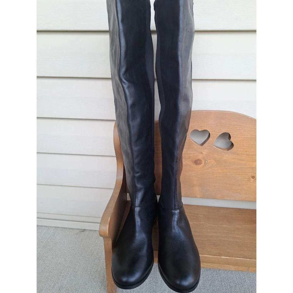 Ann Taylor Women's Black Leather Knee High Riding Boots 8.5 New